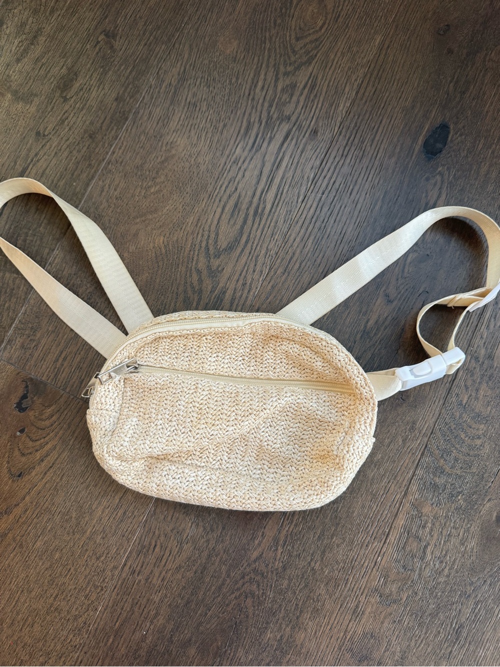 Neutral Straw Waist Bag - Beige Fanny Pack